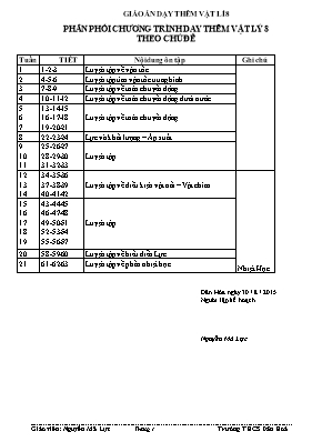 Giáo án dạy thêm Vật lí lớp 8 - Năm học 2015-2016 - Nguyễn Mã Lực